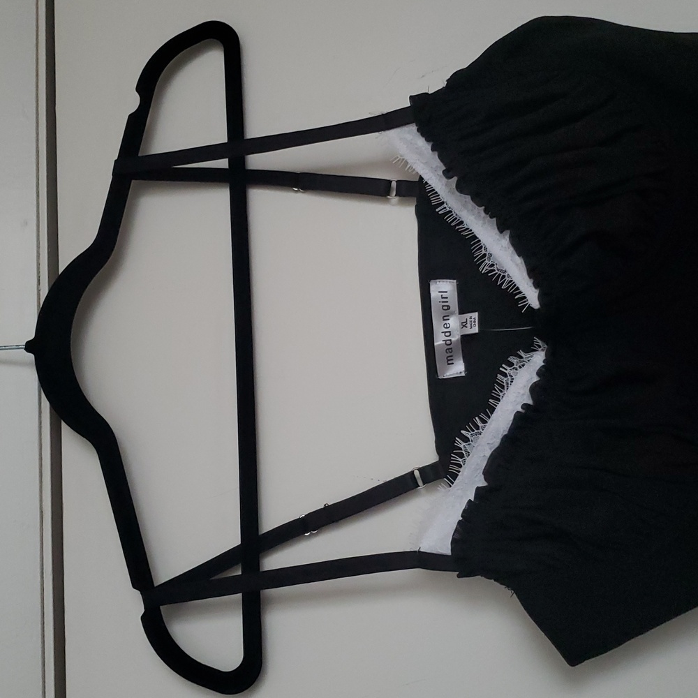 *NWT* Madden Girl's Black and White Peek A Boo Lace Bustier - Picture 6 of 16